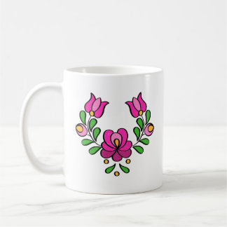 Hungarian Embroidery Pattern, "Matyó" - pink Coffee Mug