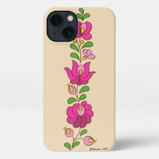 Hungarian Embroidery Pattern, "Matyó" - pink iPhone 13 Case