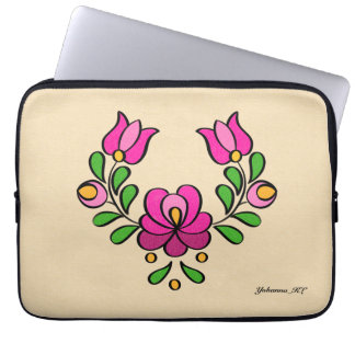 Hungarian Embroidery Pattern, "Matyó" - pink Laptop Sleeve