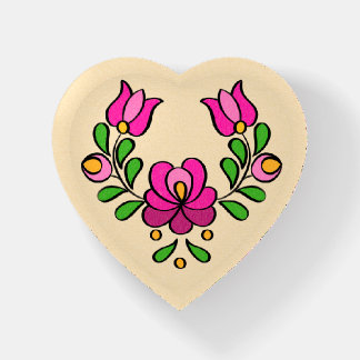 Hungarian Embroidery Pattern, "Matyó" - pink Paperweight