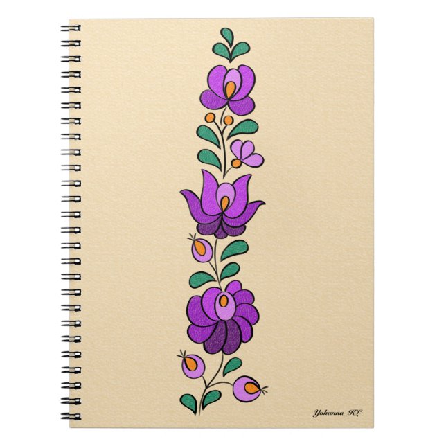Hungarian Embroidery Pattern, "Matyó" - purple Notebook (Front)