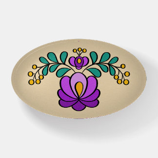 Hungarian Embroidery Pattern, "Matyó" - purple Paperweight