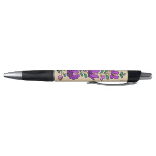 Hungarian Embroidery Pattern, "Matyó" - purple Pen