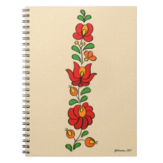 Hungarian Embroidery Pattern, "Matyó" - red Notebook