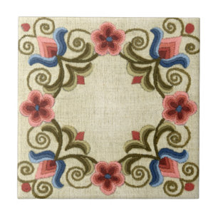Hungarian Embroidery Square Tile