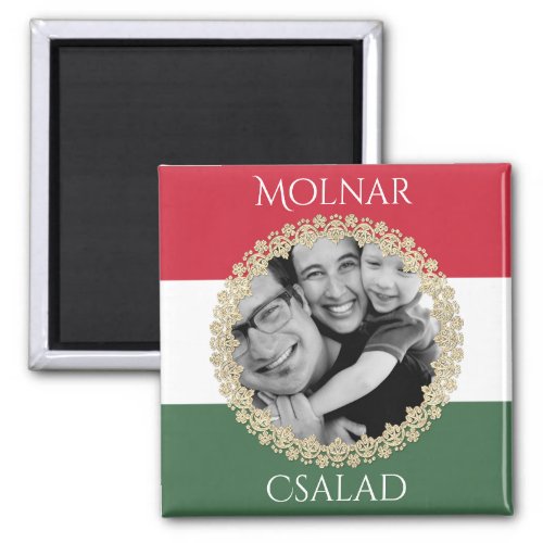 Hungarian Family wPhoto  Name Magnet