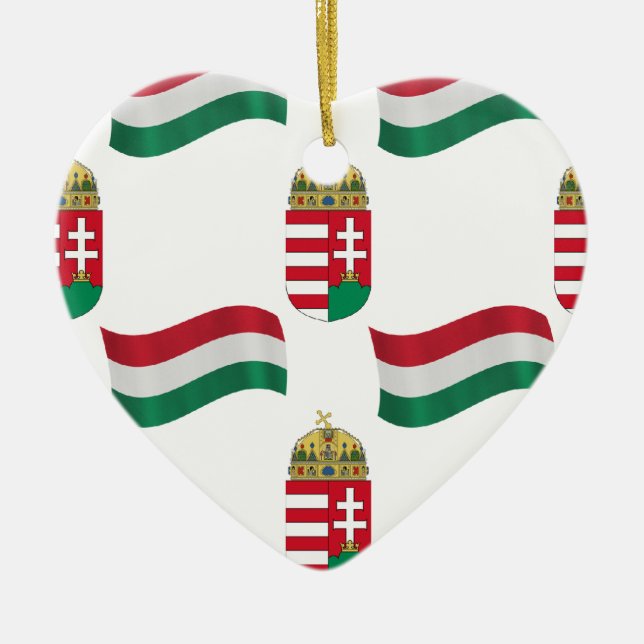 Hungarian Flag and Crest Ceramic Ornament (Front)