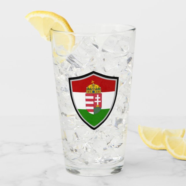 Hungarian flag-coat arms glass (Front Ice)