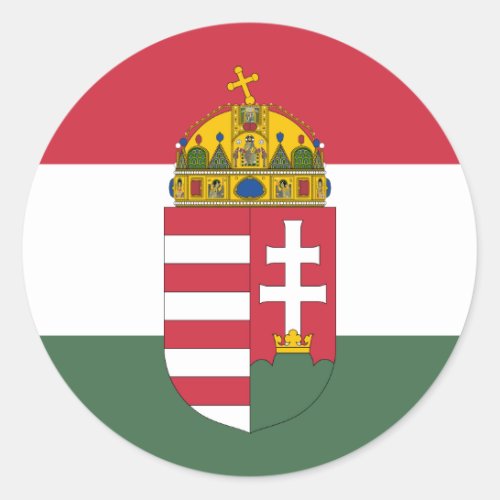 Hungarian Flag  Coat of Arms Flag of Hungary Classic Round Sticker
