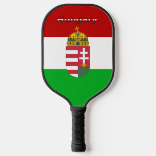 Hungarian flag-coat of arms pickleball paddle
