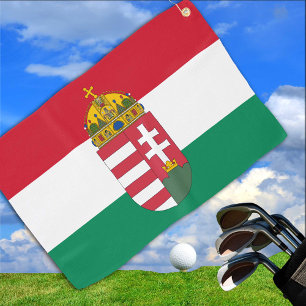 Hungarian Flag, Emblem & Hungary golf /sports Golf Towel