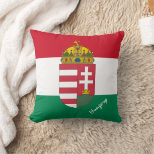 Hungarian flag, Emblem & Hungary holiday /sports Throw Pillow