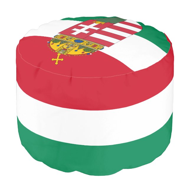 Hungarian Flag & Emblem, Hungary house /sports Pouf (Angled Front)