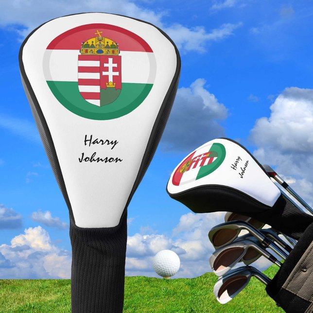 Hungarian Flag, Emblem & Monogrammed Golf Head Cover (Creator Uploaded)
