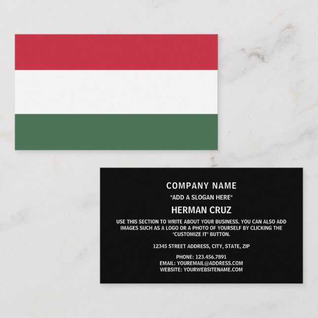 Hungarian Flag, Flag of Hungary Business Card (Front/Back)