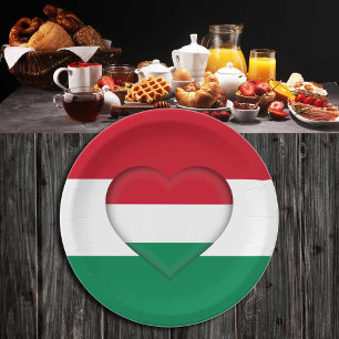 Hungarian Flag & Heart, Hungary - party /sports Paper Plates