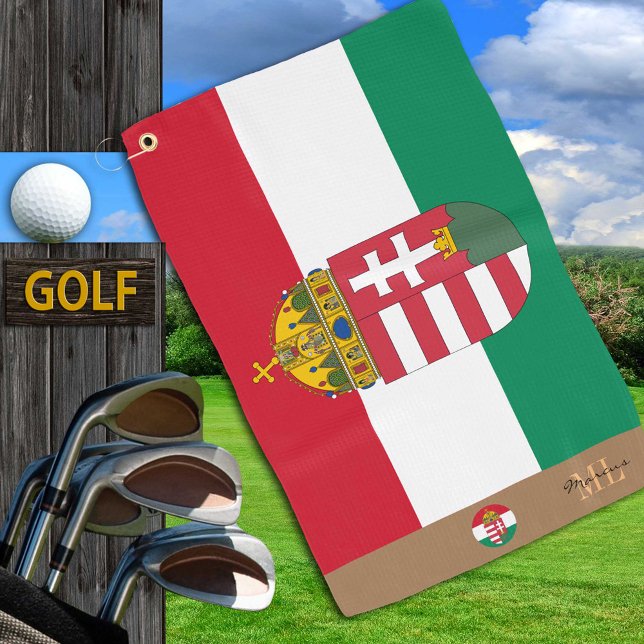 Hungarian flag & Hungary monogrammed Golf Towel (Creator Uploaded)