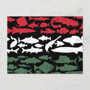 Hungarian Flag Made of Fish – Fishing Design Holiday Postcard