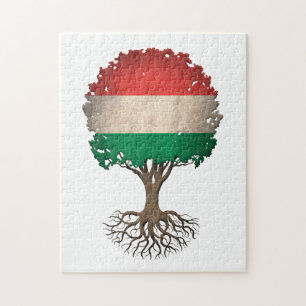 Hungarian Flag Tree of Life Customizable Jigsaw Puzzle