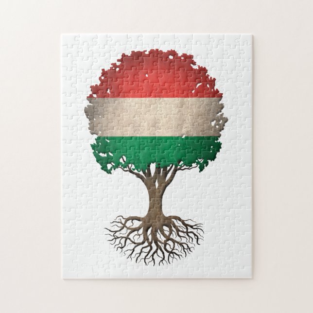 Hungarian Flag Tree of Life Customizable Jigsaw Puzzle (Vertical)