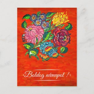 Hungarian floral  in red  -     Name Day