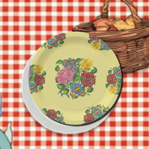 Hungarian Floral - kalocsai motifs no2 Paper Plates