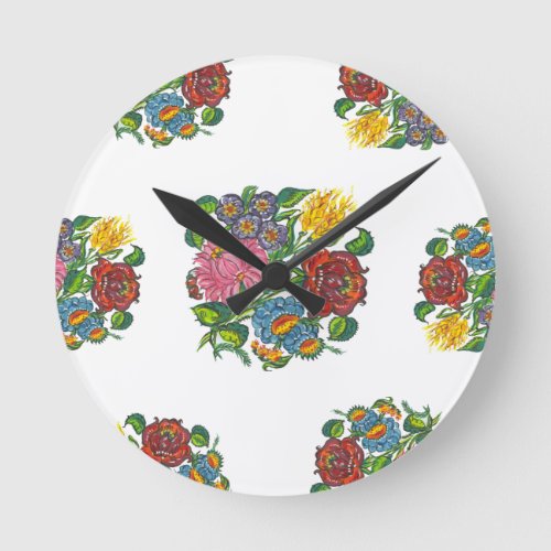 Hungarian Floral _ kalocsai motifs Round Clock