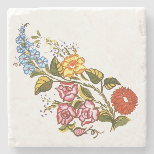 Hungarian Floral -kalocsai  Stone Coaster (Front)