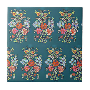 Hungarian Floral Pattern Ceramic Tile