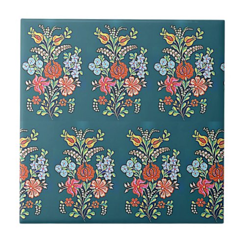 Hungarian Floral Pattern Ceramic Tile