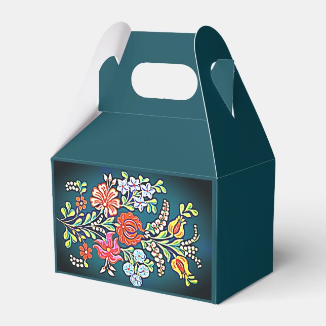 Hungarian Floral Pattern   Favor Boxes (Front Side)