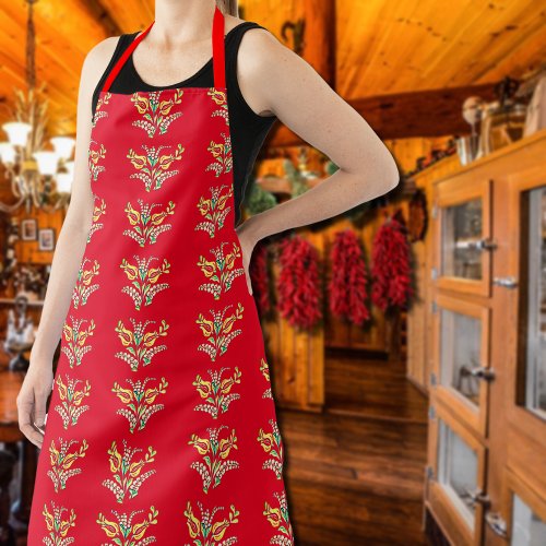 Hungarian floral pattern in vibrant  colors apron