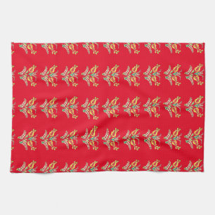 Hungarian floral pattern in vibrant colors kitchen towel