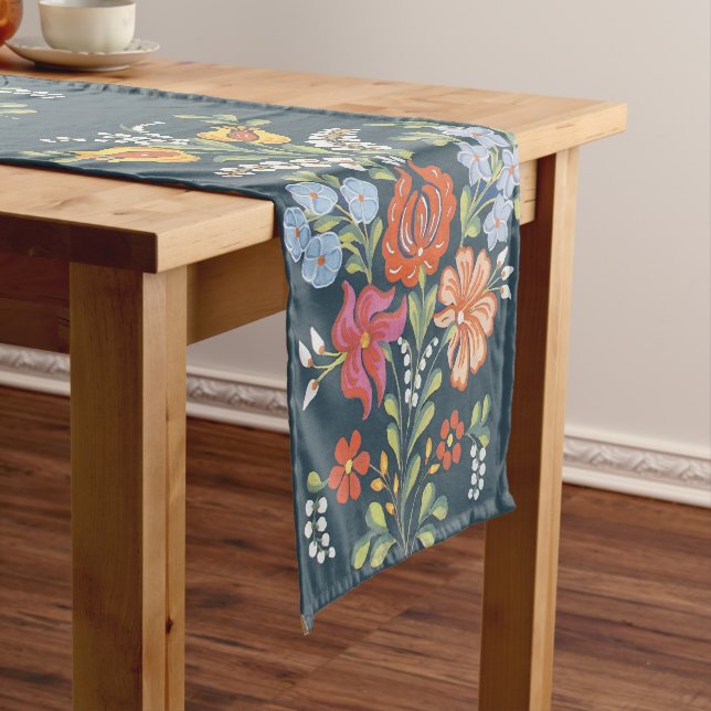 Hungarian Floral Pattern Short Table Runner (In Situ)