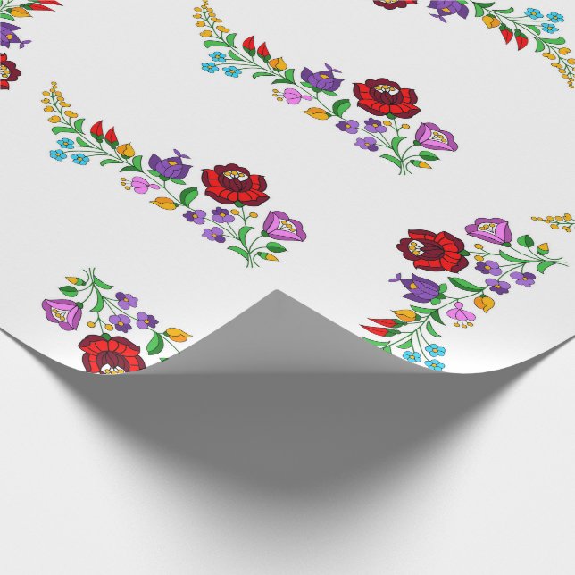 Hungarian Flower Design Gift Wrap (Corner)