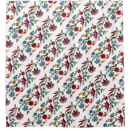 Hungarian Flower Embroidery Design Shower Curtain