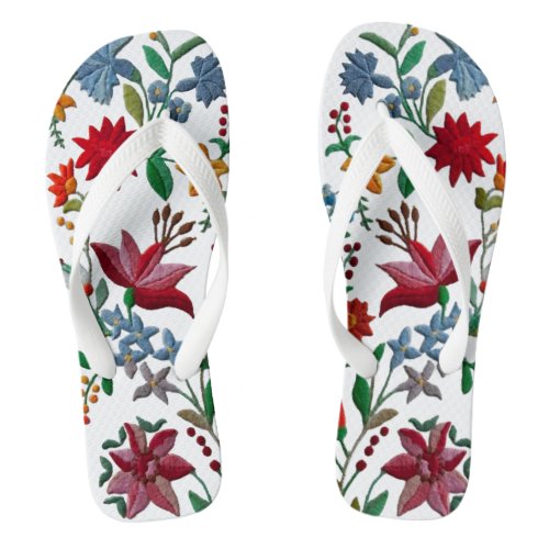 Hungarian Flower Footwear Flip Flops