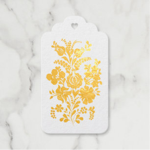 Hungarian flowers - golden foil gift tags