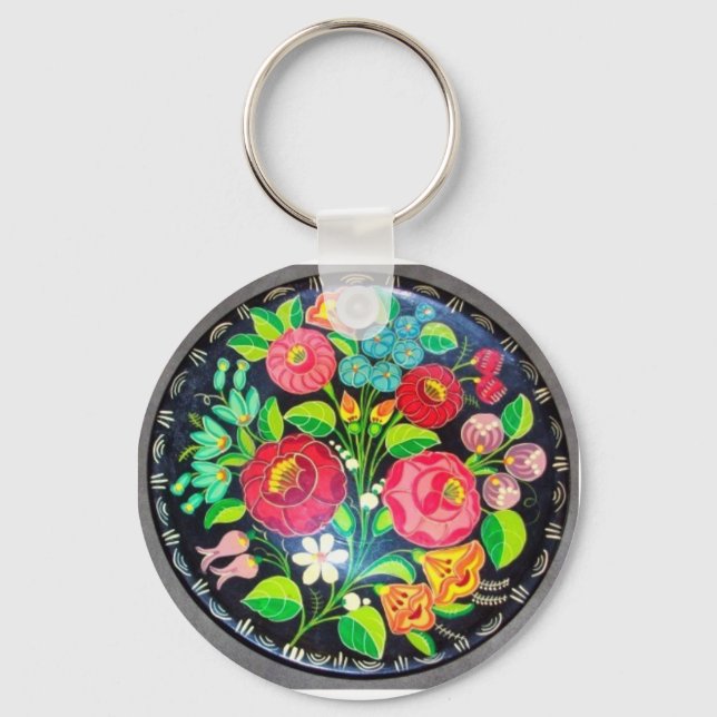 Hungarian Flowers Keychain (Front)