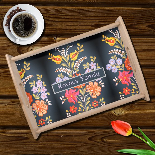 hungarian flowers -personalized serving tray (Creator Uploaded)