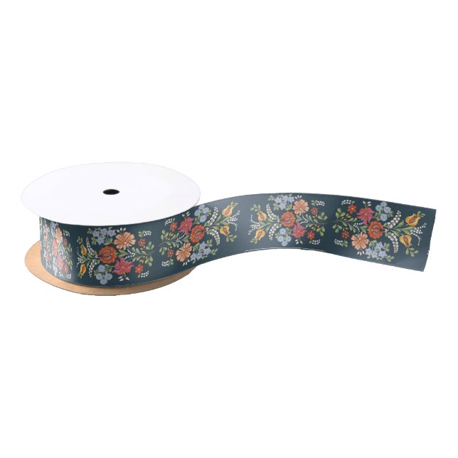 Hungarian flowers satin ribbon (Spool)