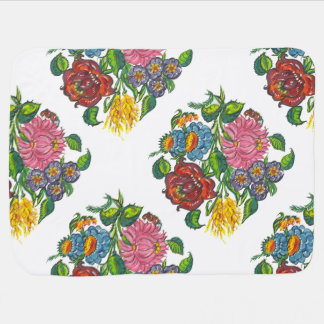 hungarian flowers stroller blanket