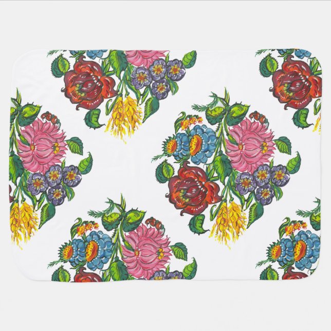 hungarian flowers stroller blanket (Horizontal)