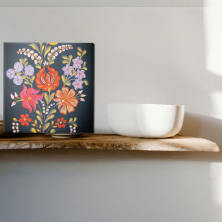 hungarian flowers -vibrant colors ceramic tile