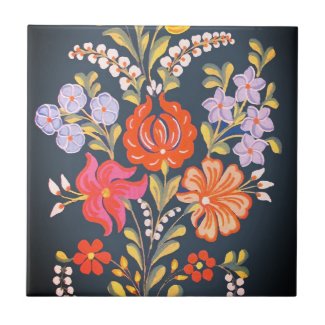 hungarian flowers -vibrant colors ceramic tile