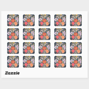 hungarian flowers -vibrant colors square sticker