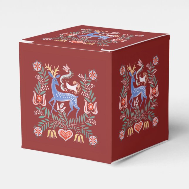 Hungarian Folk Art Deer Favor Boxes (Front Side)