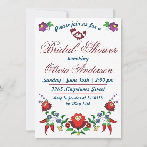 Hungarian folk art floral Bridal  Shower Invitatio Invitation