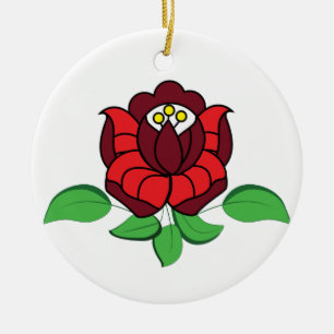 Hungarian folk art floral ceramic ornament