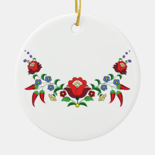 Hungarian folk art floral  ceramic ornament